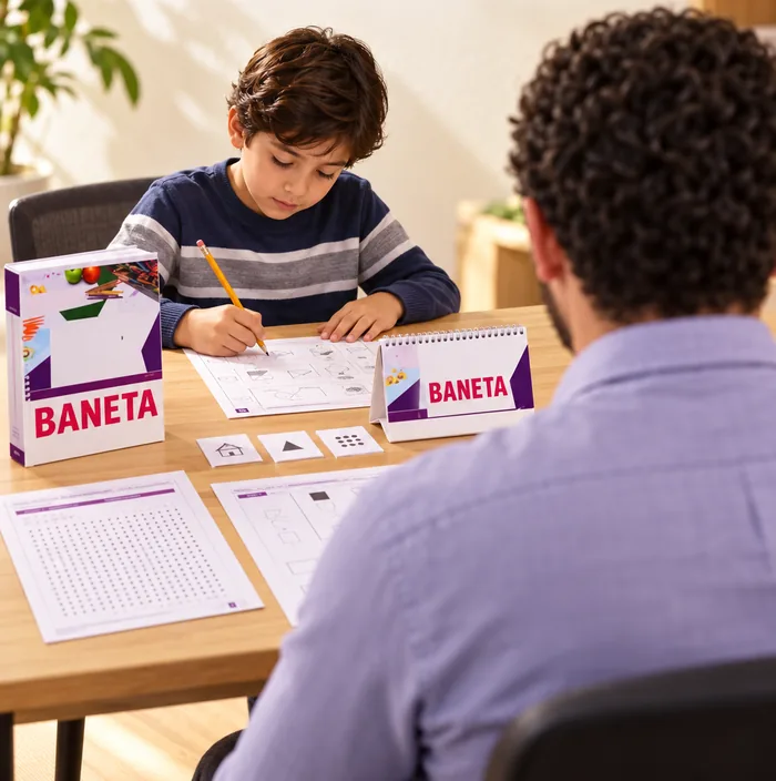 Niño resolviendo una tarea de la batería BANETA